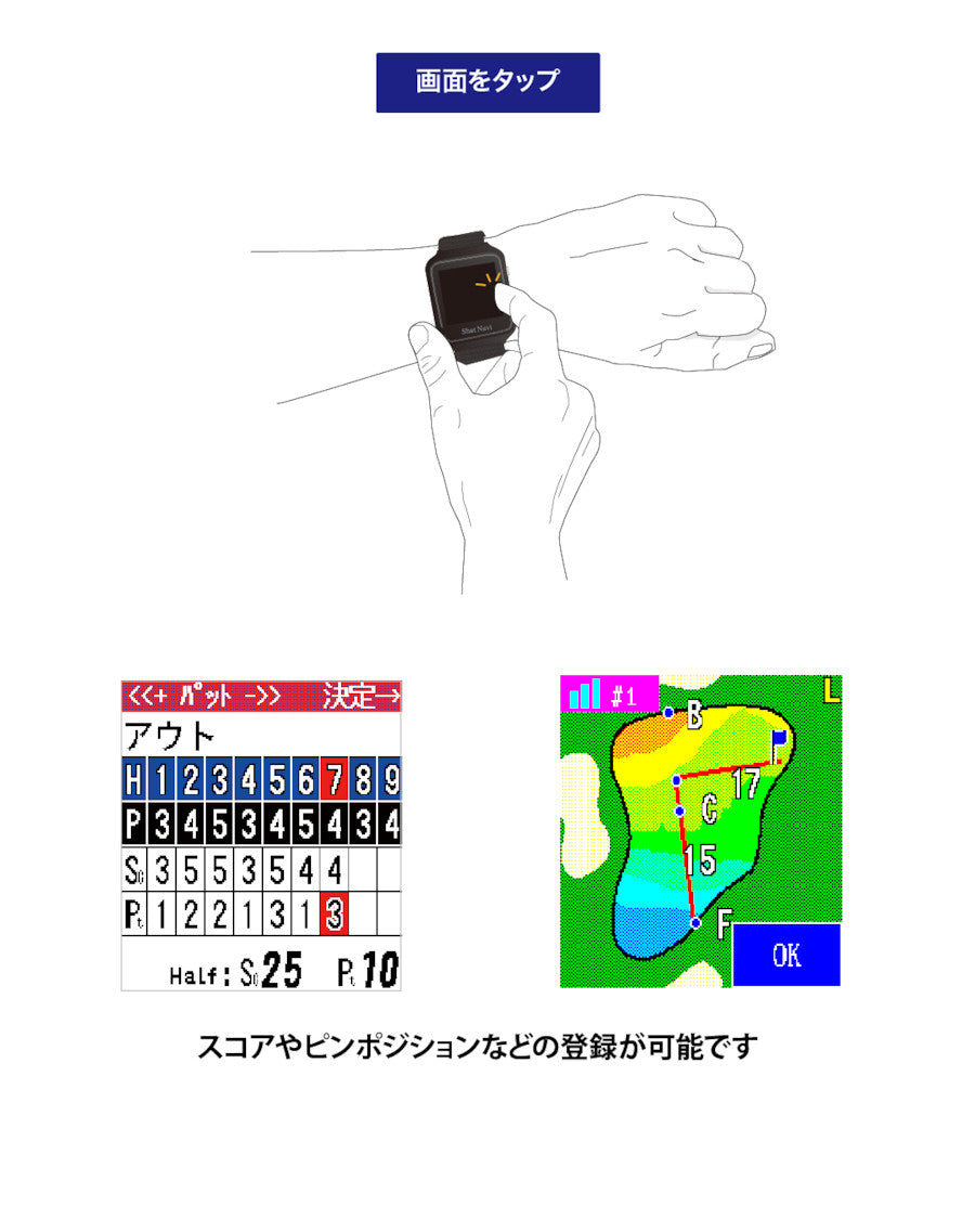 [10％OFFクーポンあり]Shot Navi AIR EX  ショットナビAIR EX　腕時計GPSゴルフナビ【海外コース対応】golf gps devices